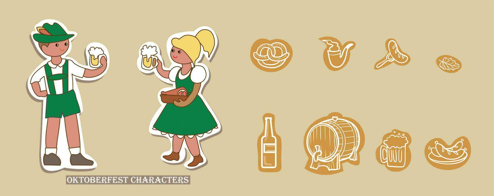 Flat elements collection for oktoberfest beer festival logo design vector