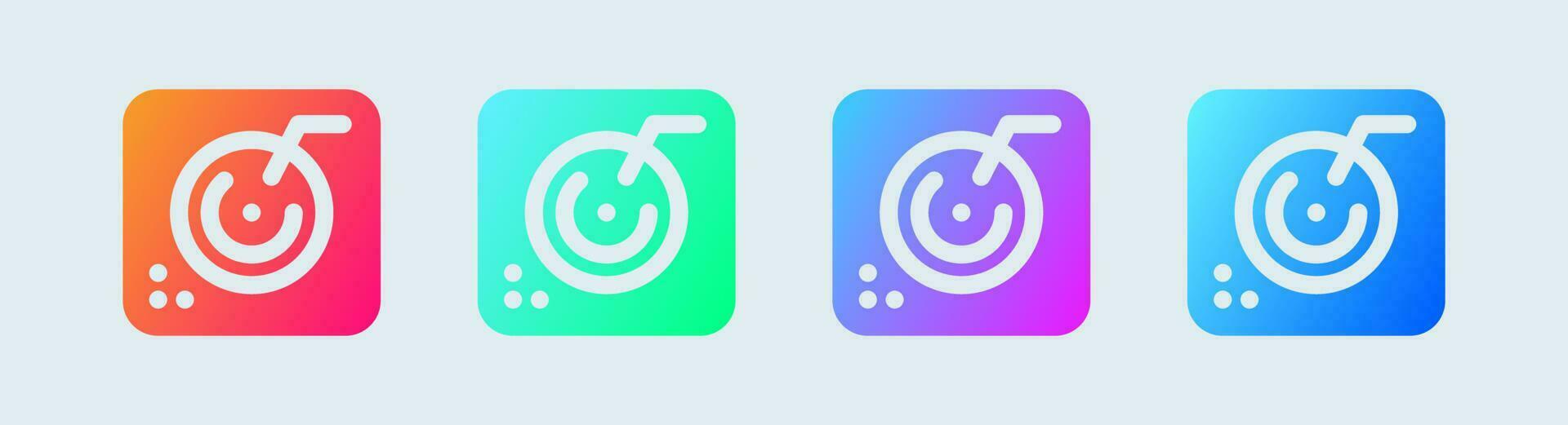 Turntable solid icon in gradient colors. Dj signs vector illustration.