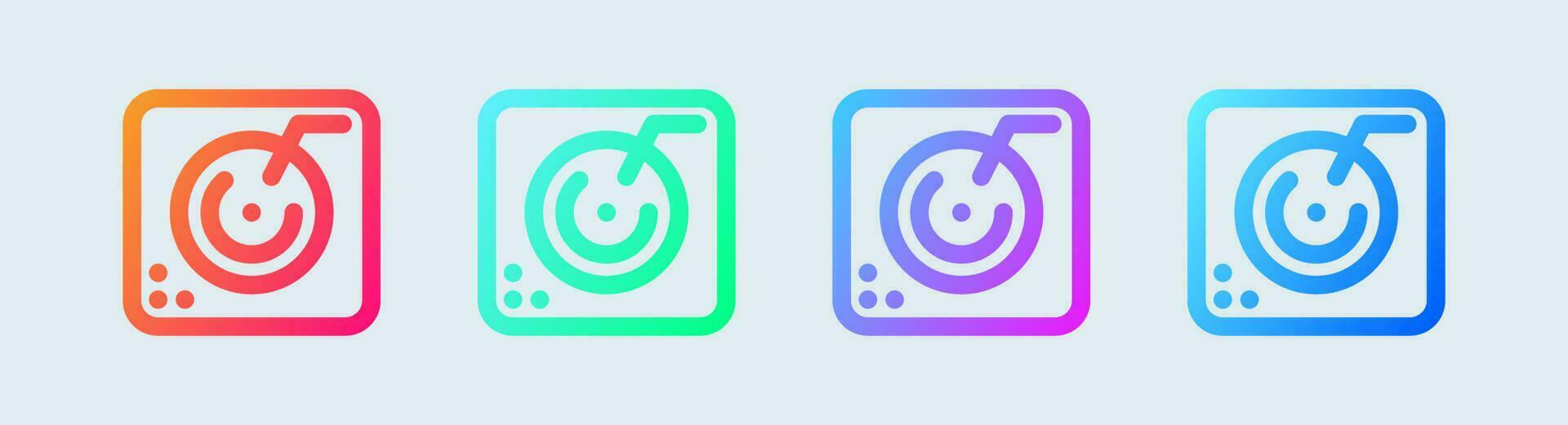 Turntable line icon in gradient colors. Dj signs vector illustration.