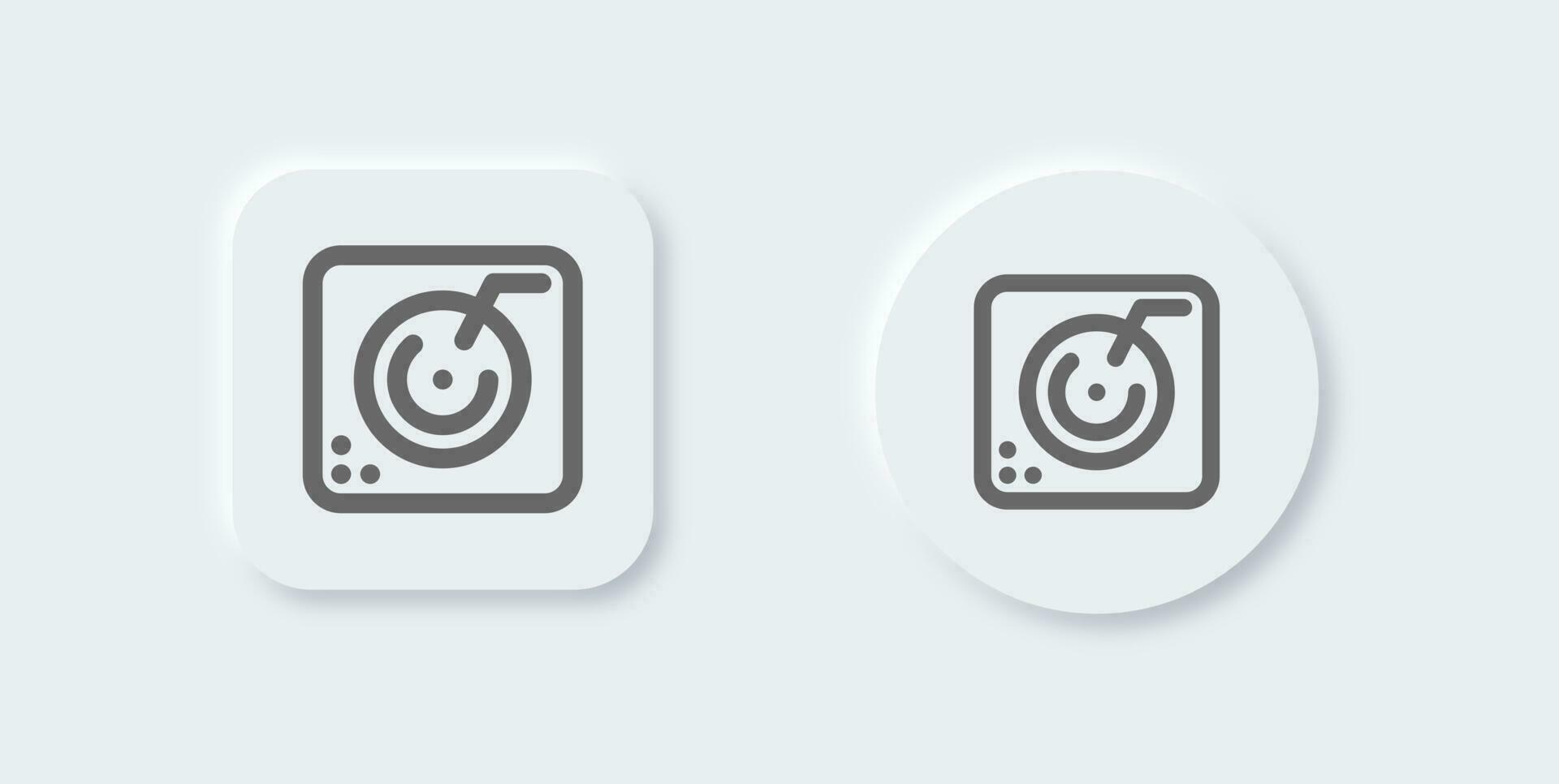 Turntable line icon in neomorphic design style. Dj signs vector illustration.