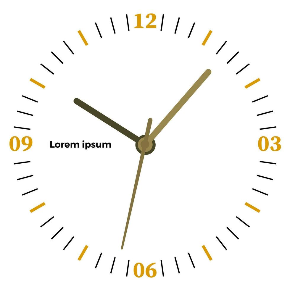 Vector illustration of mechanical clock. Clock face on white background.