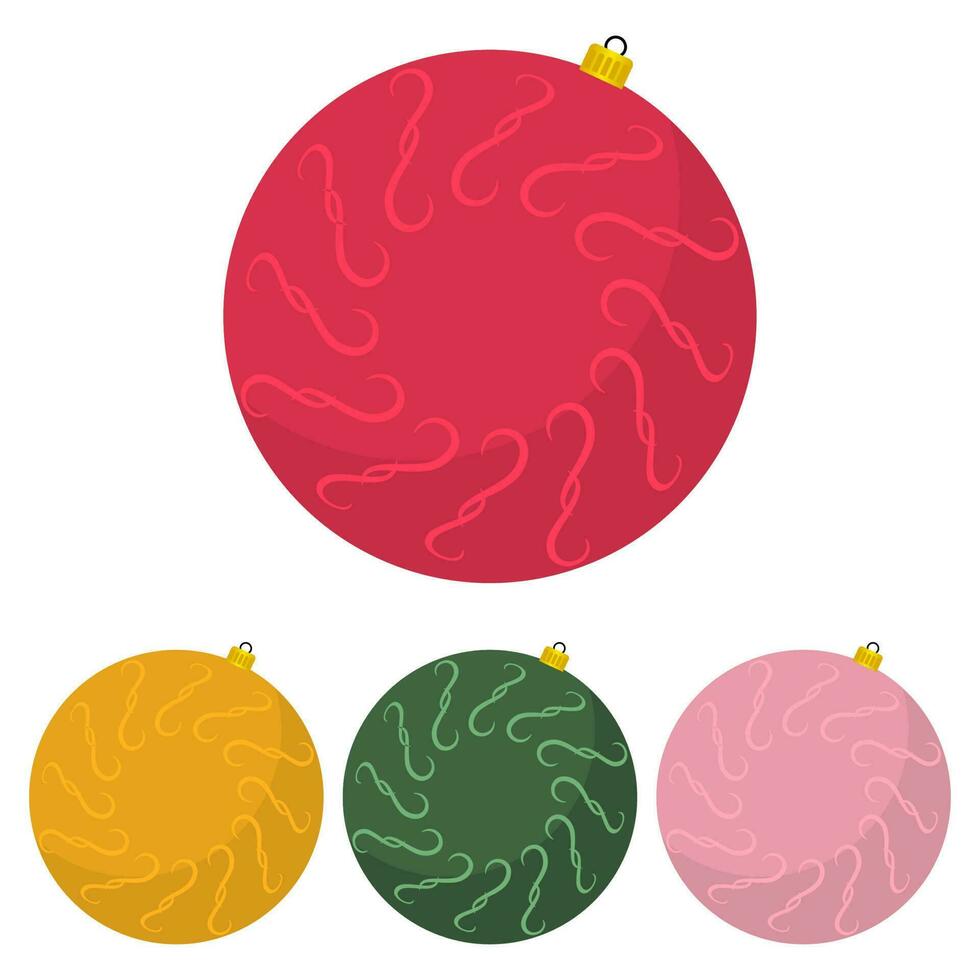 Four multi colored Christmas balls on a white background Vector illustration.