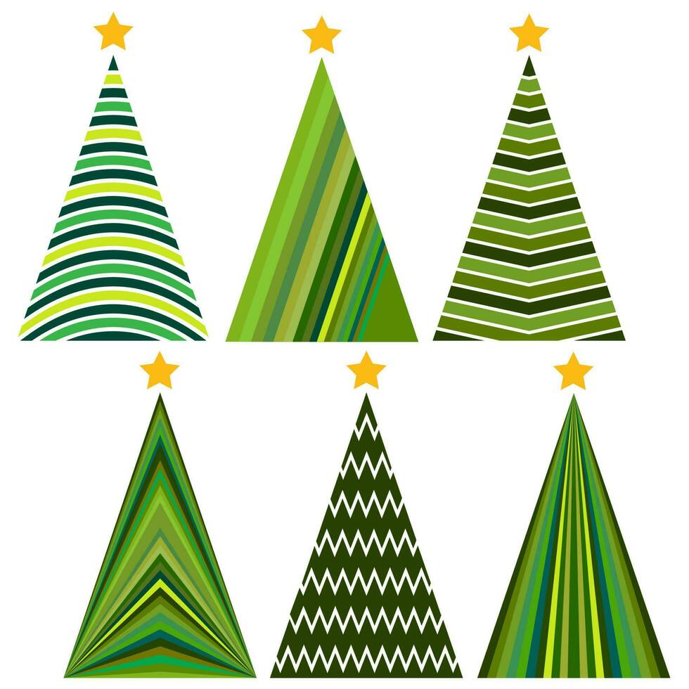 Set of Christmas trees. Isolated vector illustration for Merry Christmas and Happy New Year.