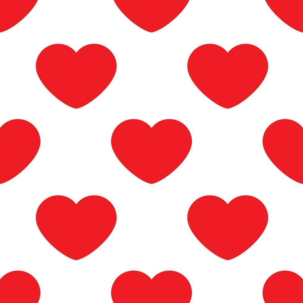 Seamless pattern with red hearts. Romantic love symbol of valentine day. Vector illustration