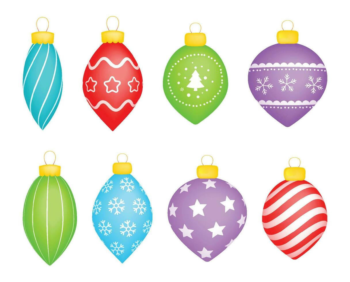 decoración de adornos navideños aislada sobre fondo blanco. vector