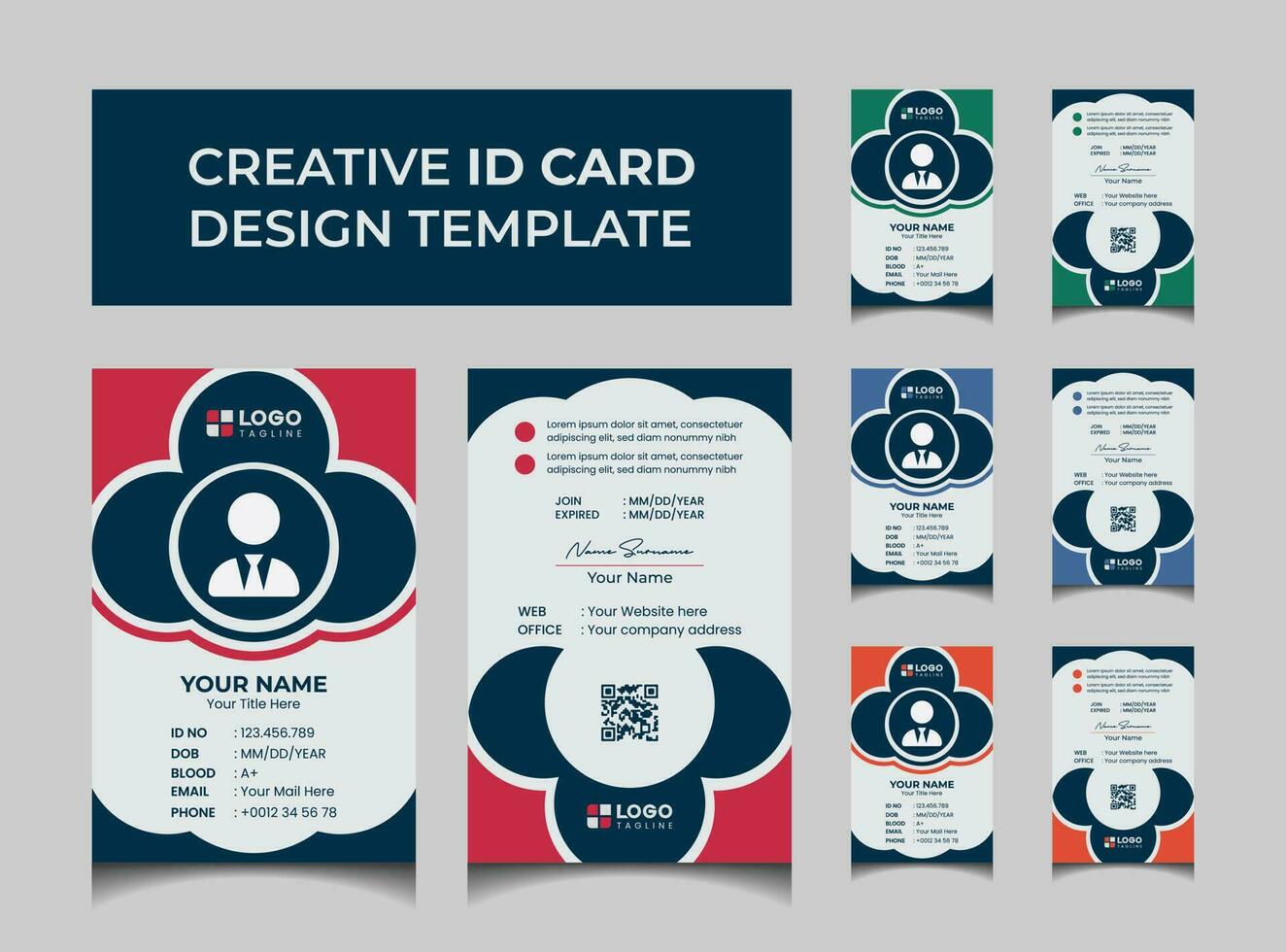 plantilla de diseño de tarjeta de identificación moderna creativa vector