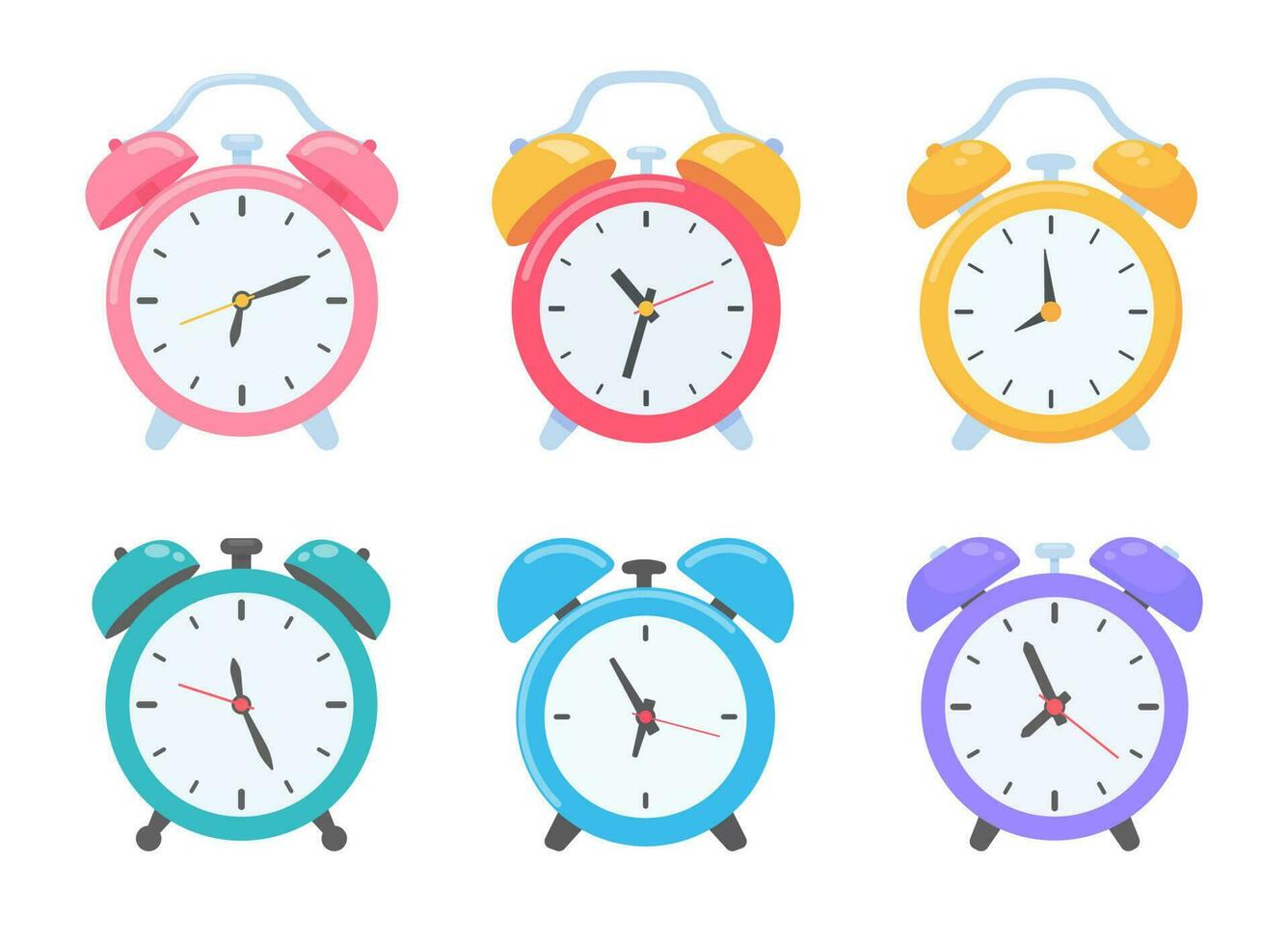 Loud alarm clock alerts wake up time and schedule. vector