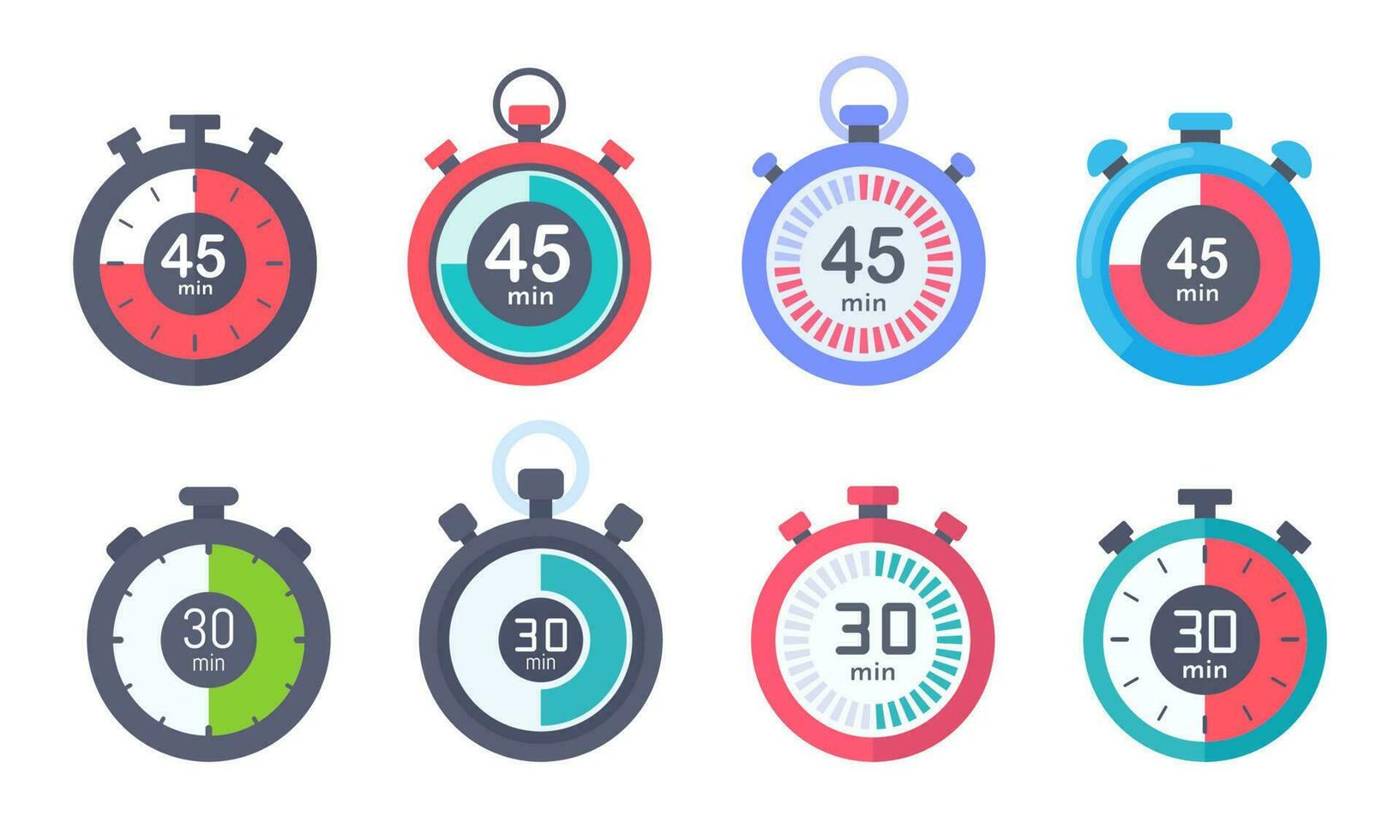 Stopwatch to set reminder time for product promotion schedule. vector