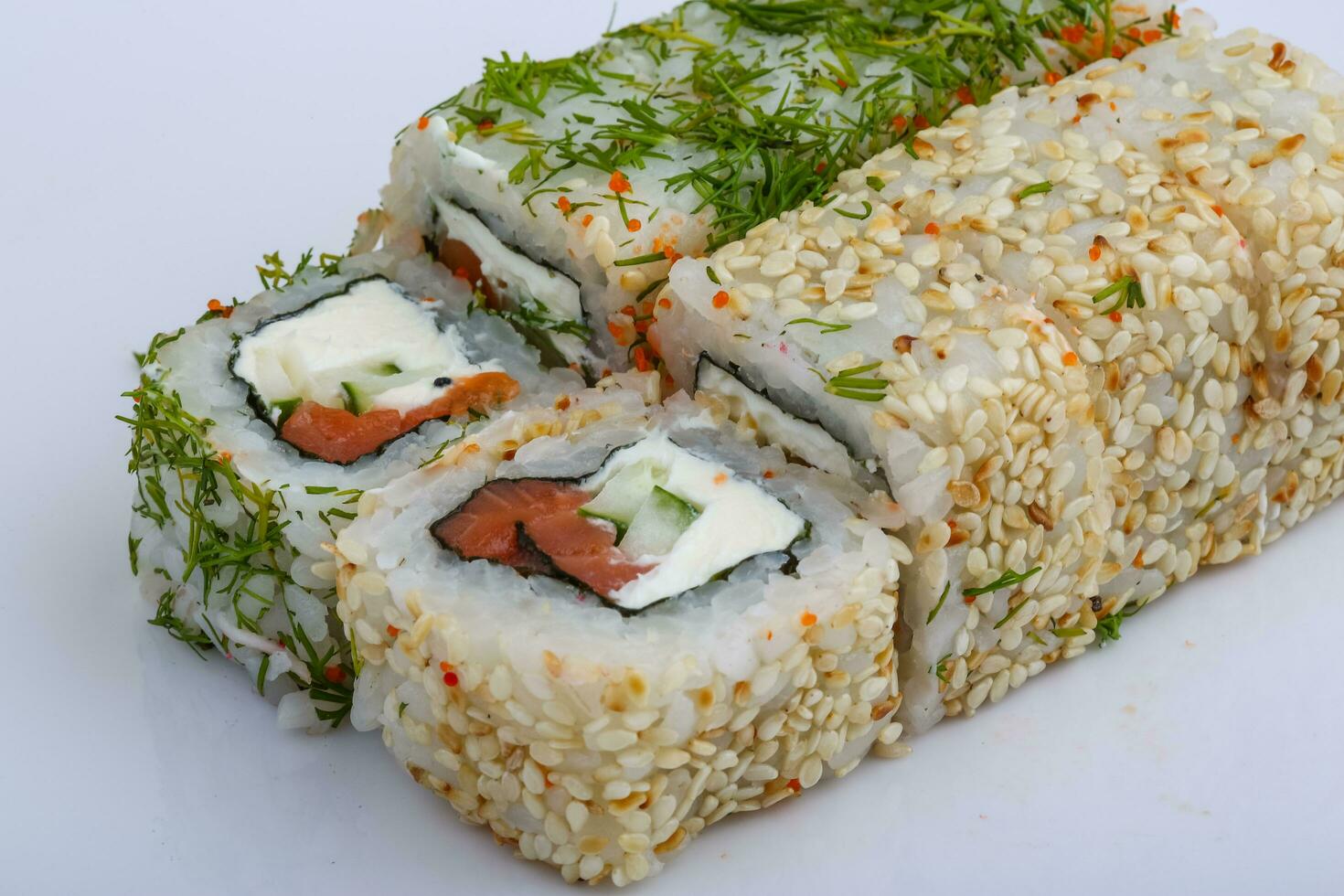 California roll on white background photo