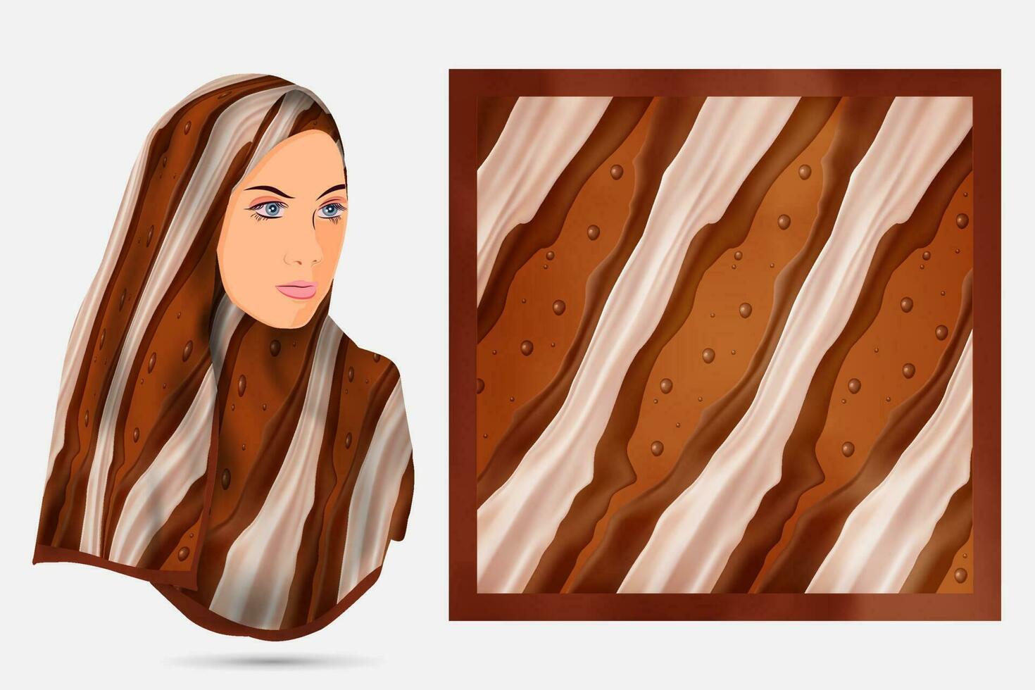 Modern pattern hijab design with   model illustration, Scarf fabric texture vector