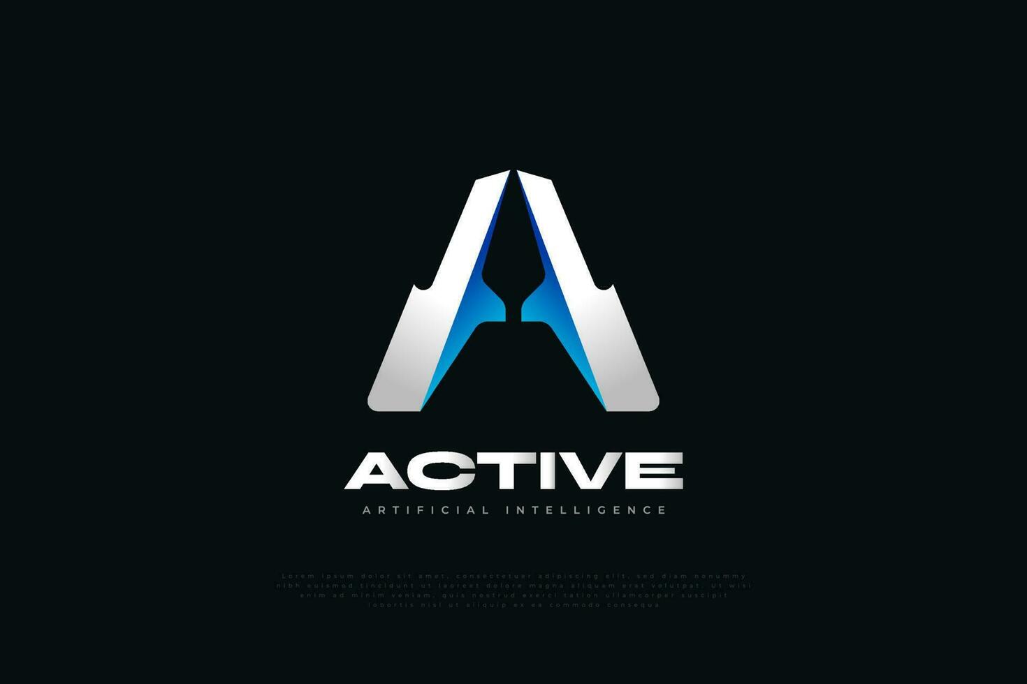 Modern Letter A Logo Design with Futuristic Concept in Blue and Silver Gradient vector