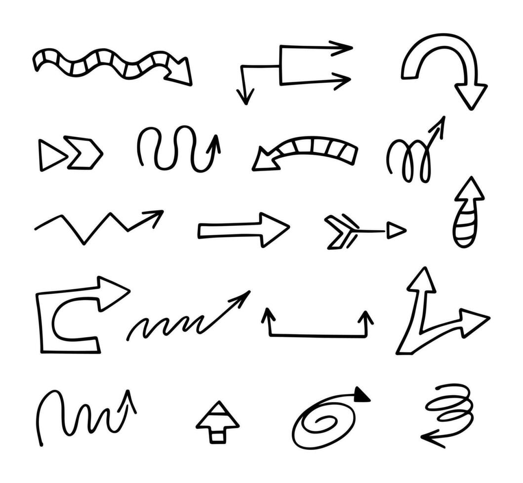 Vector set of hand drawn arrows, elements for presentation