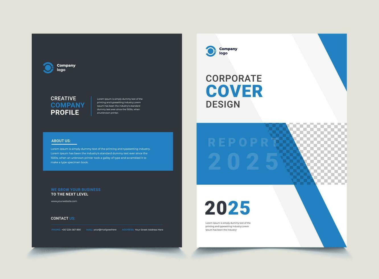 Corporate Book Cover Design Template in A4. Can be adapted to Brochure, Annual Report, Magazine,Poster, Business Presentation, Portfolio, Flyer, Banner, Website. vector