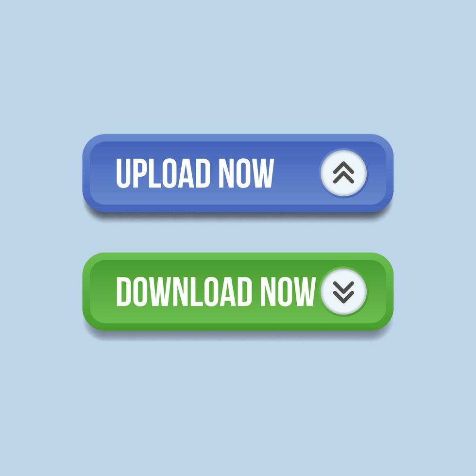 Upload now and download now buttons, 3d web buttons vector
