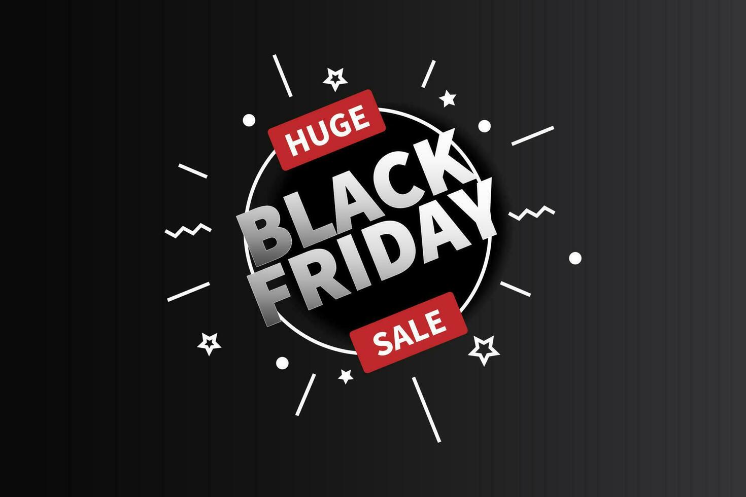 Huge Black Friday sale banner with white round frame vector