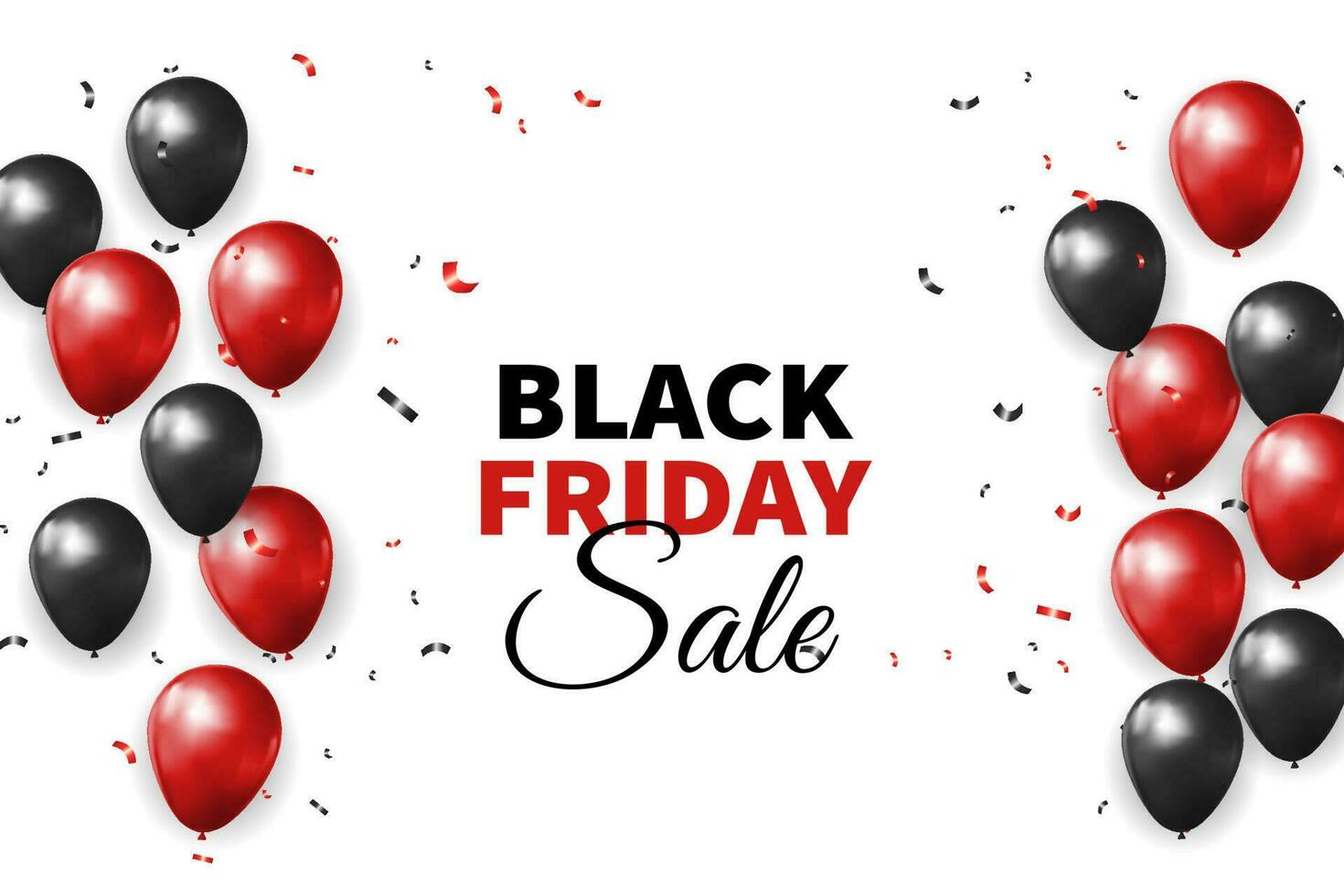 Black Friday sales banner with balloons vector