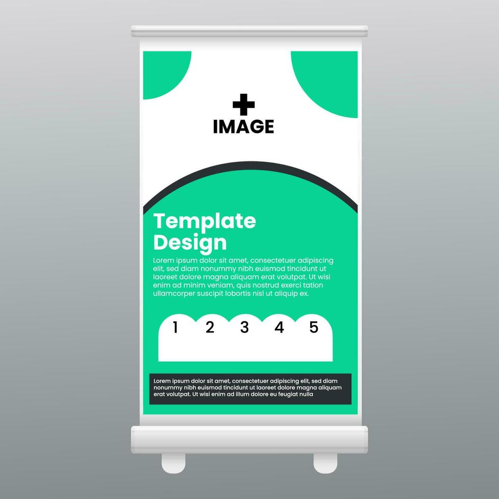 template roll up banner design show exhibition display green vector