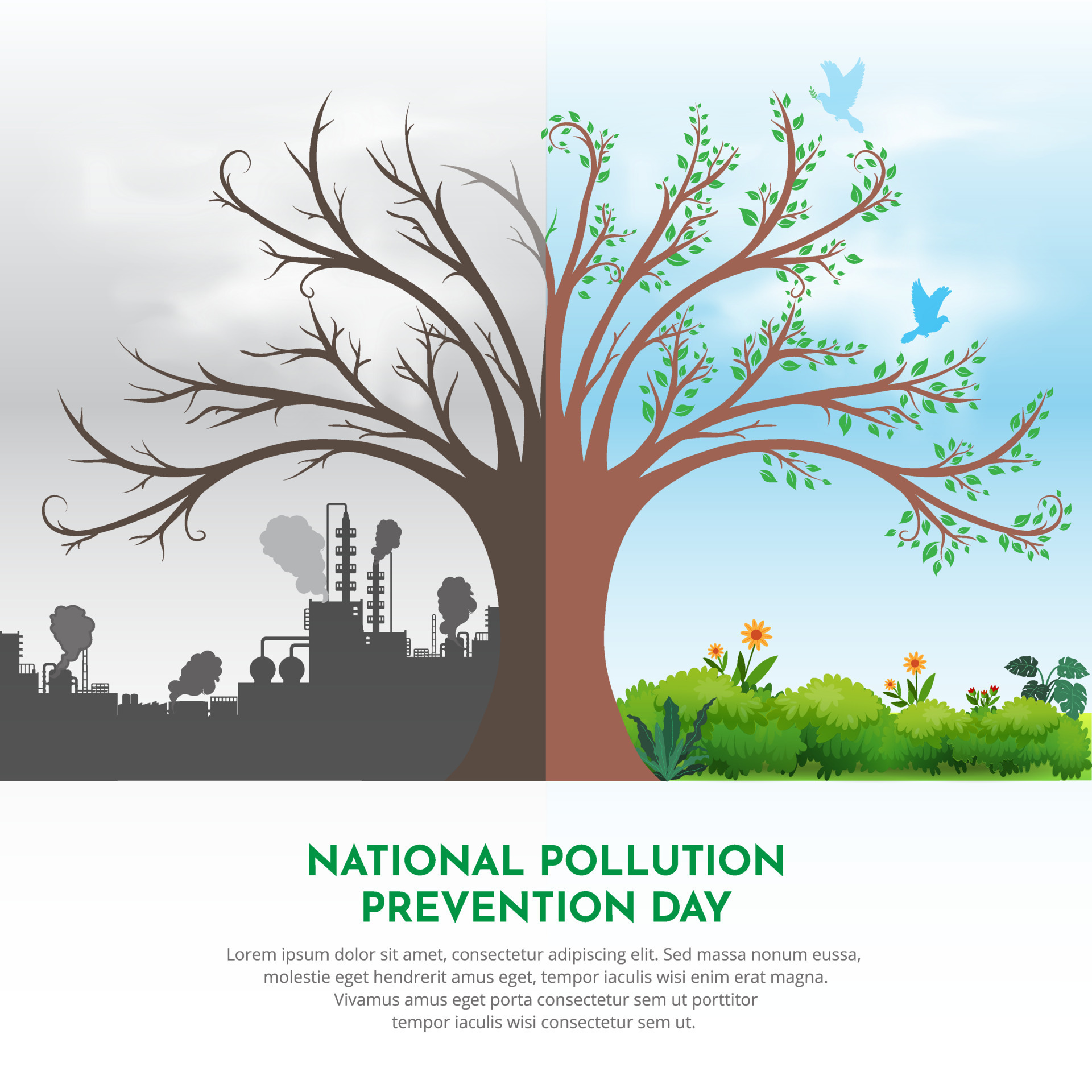 National pollution control day design background vector. World