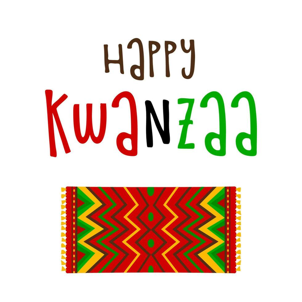 Vector collection of Happy Kwanzaa. Holiday symbols set on white background