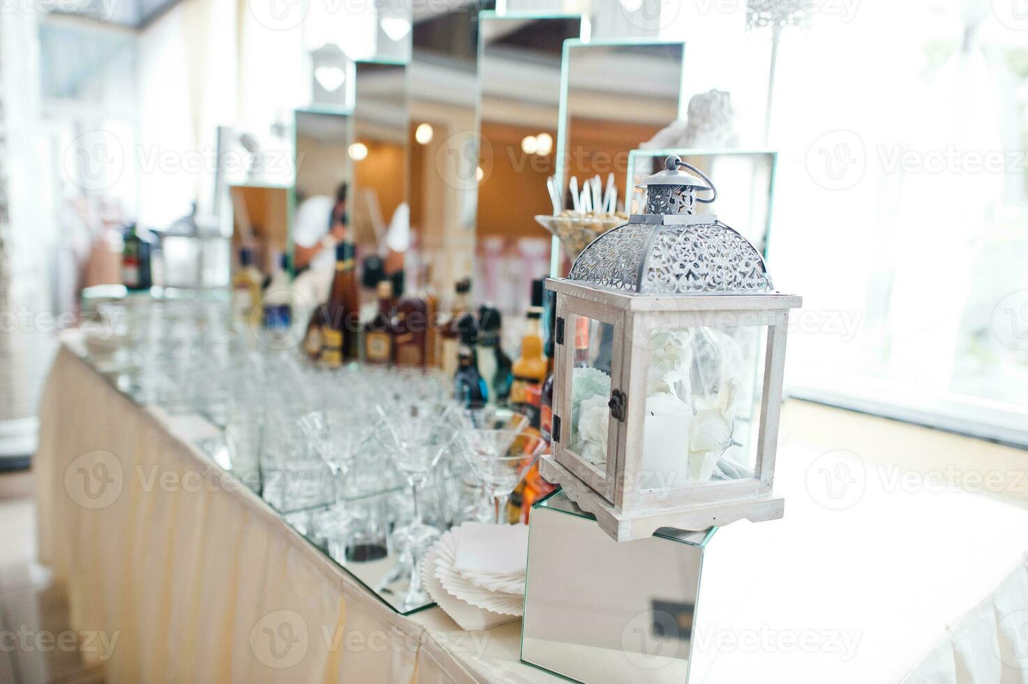 Table setting for an wedding reception. photo