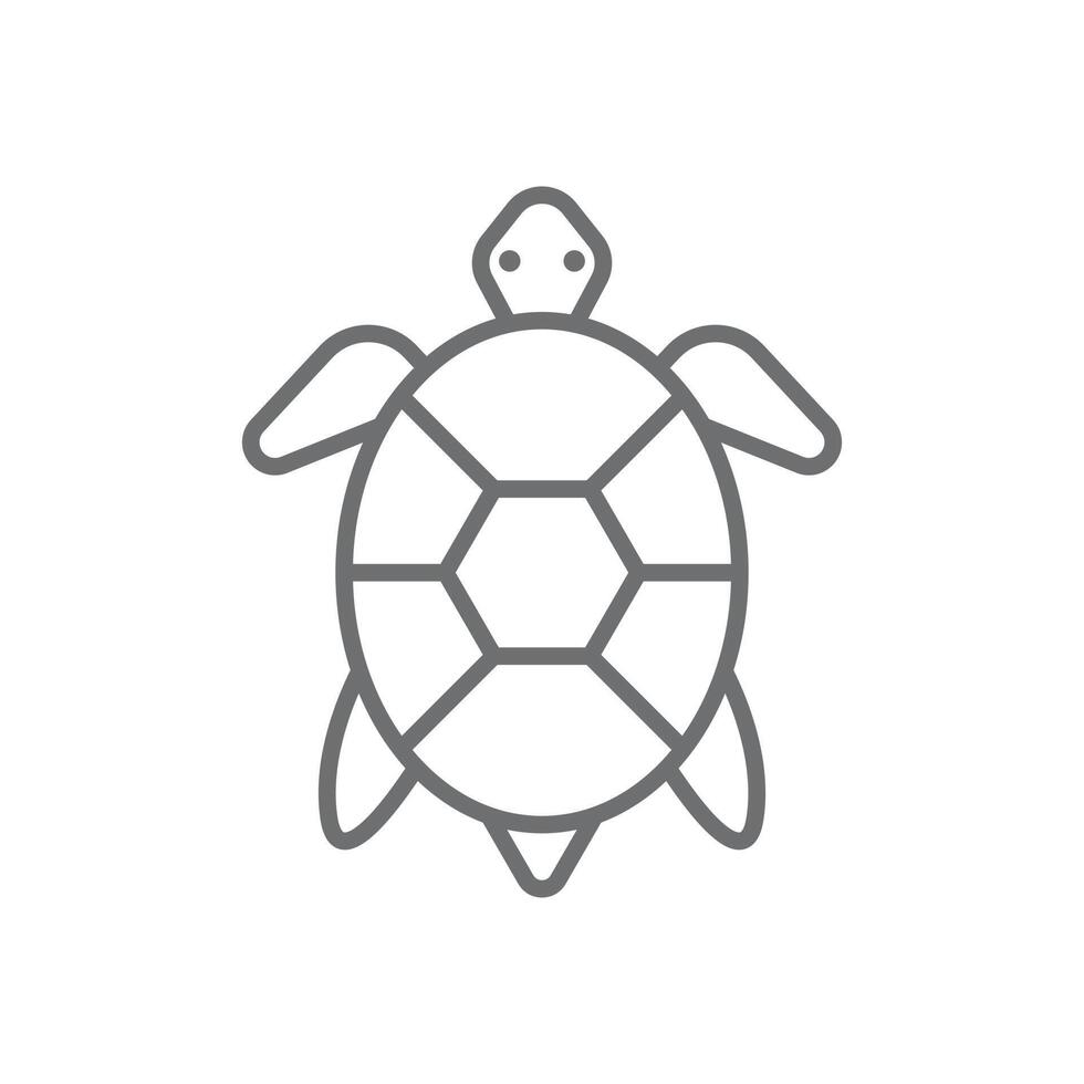 eps10 icono de arte de línea abstracta de tortuga marina vectorial gris aislado en fondo blanco. símbolo de contorno de animales marinos en un estilo moderno plano simple y moderno para el diseño de su sitio web, logotipo y aplicación móvil vector