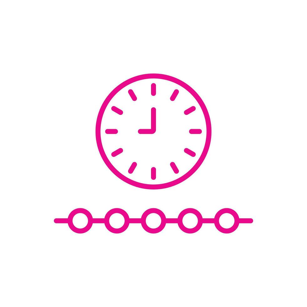 eps10 pink vector timeline or progress line icon isolated on white background. fintech technology outline symbol in a simple flat trendy modern style for your website design, logo, and mobile app