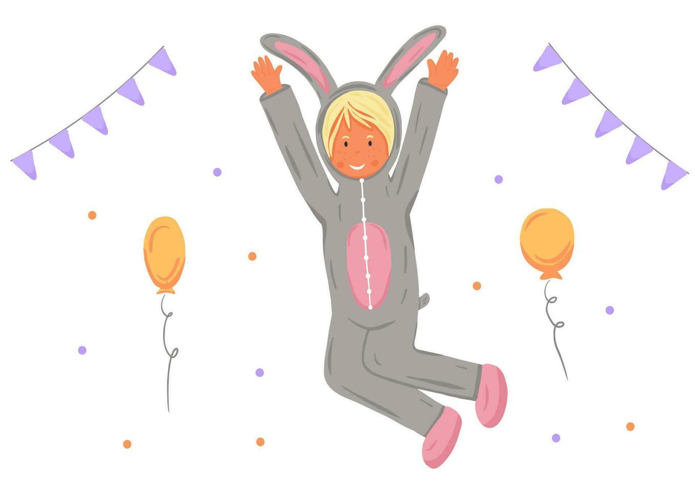 Kid in bunny pajama vector