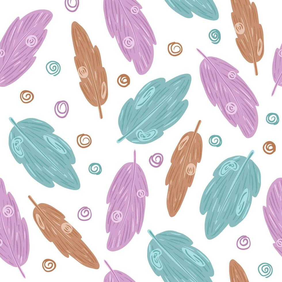 Feather boho pattern vector