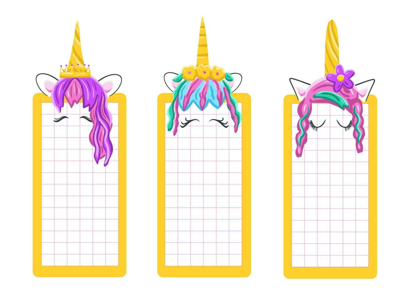 Unicorn bookmarks for kids vector