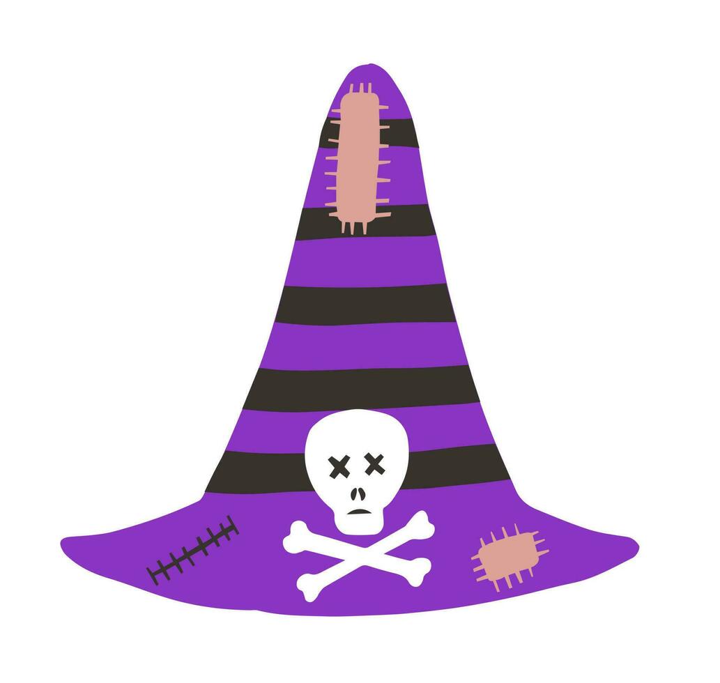 Witch hat with bones vector