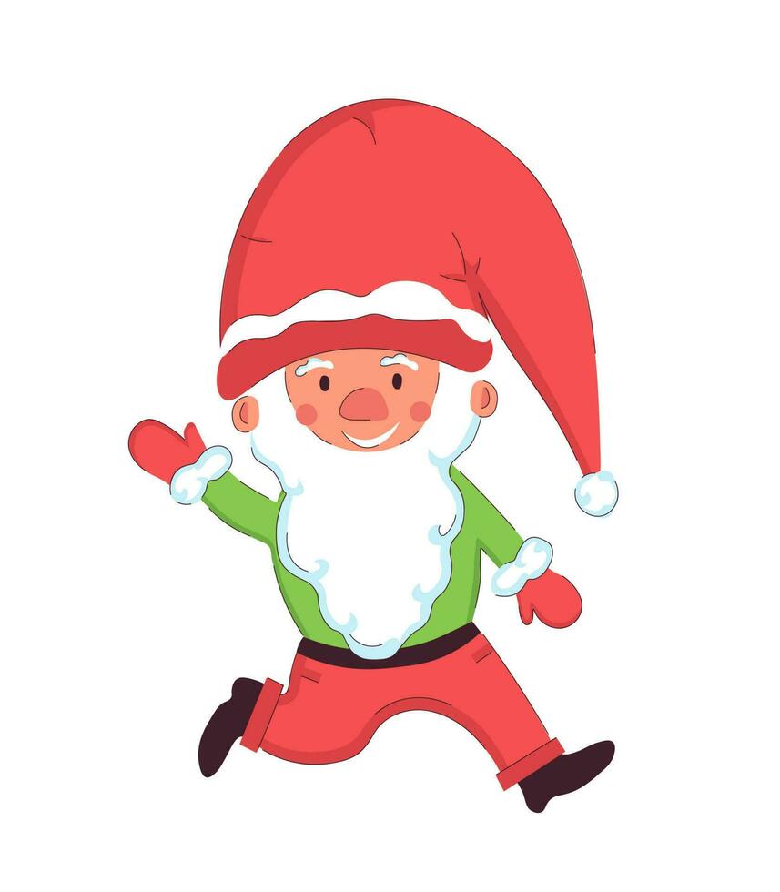 Christmas elf with long beard vector