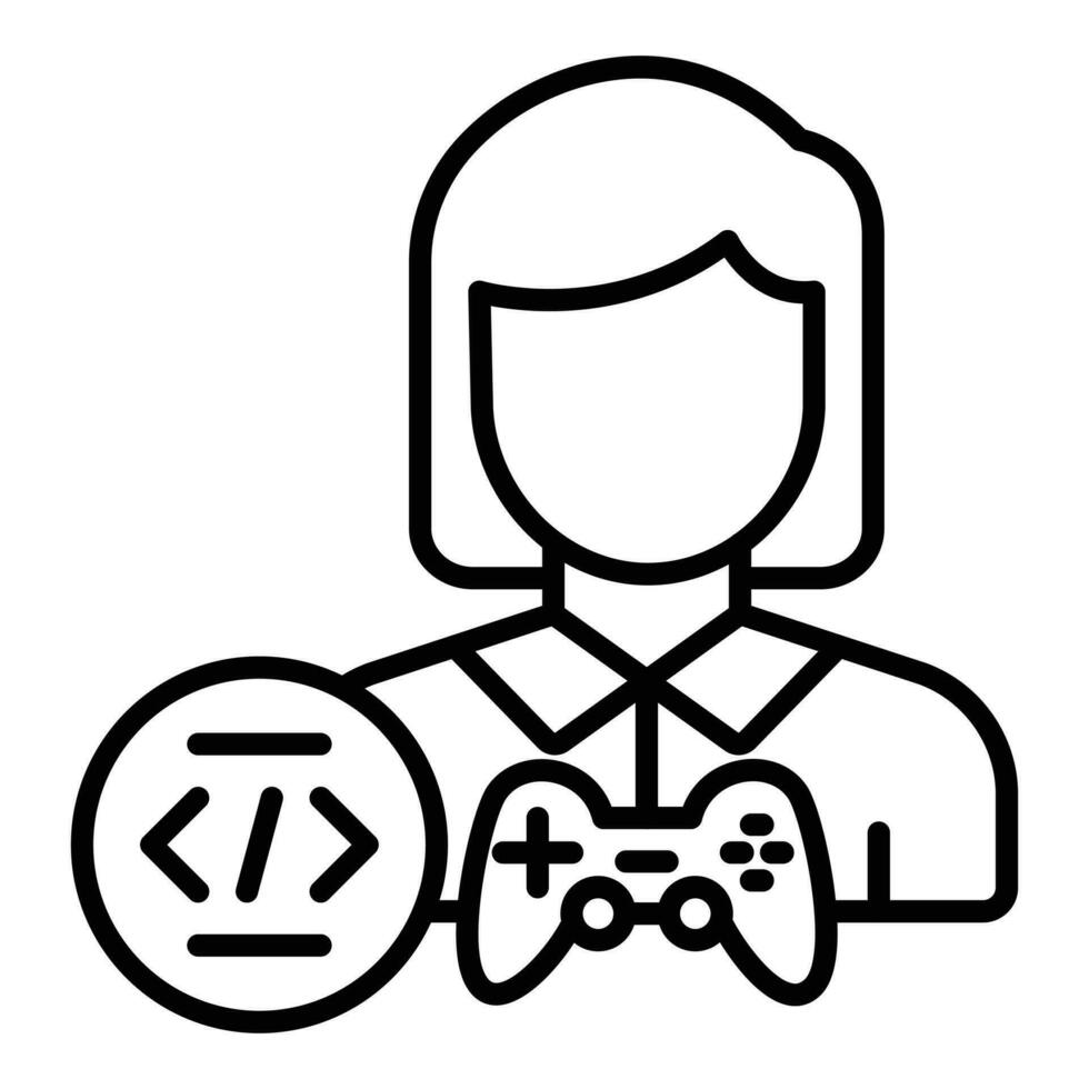 Game Developer Female Icon Style vector