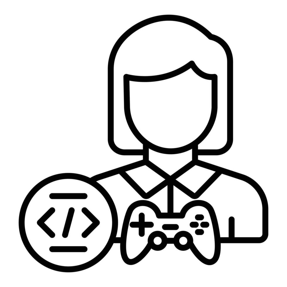 desarrollador de juegos estilo de icono femenino vector