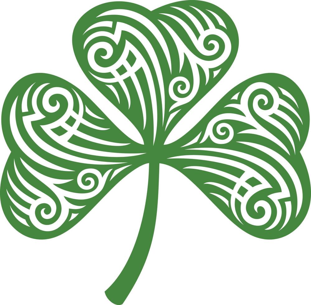 Tattoo clover with three leaves - Shamrock. Vector illustration.