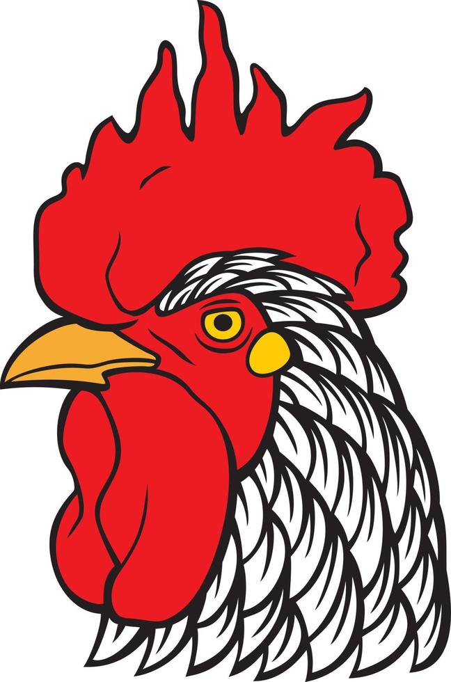 Rooster head color vector illustration