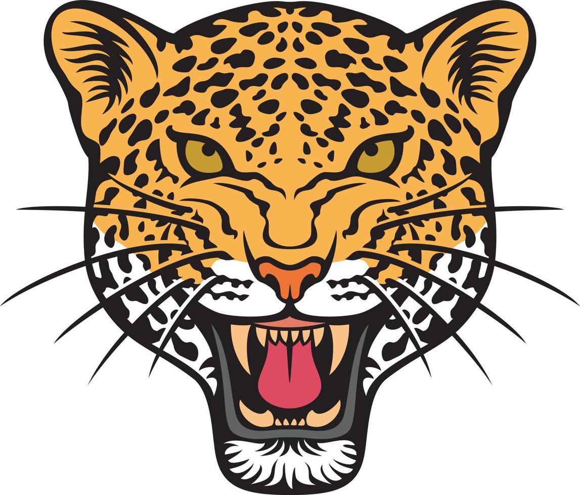 Jaguar face - animal head color. Vector illustration.