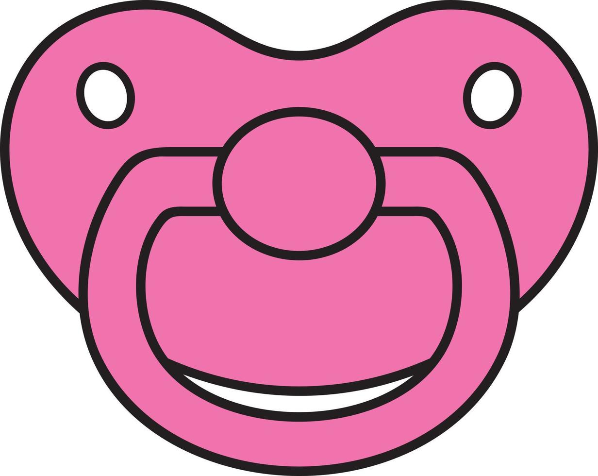 Pink baby pacifier or dummy vector illustration