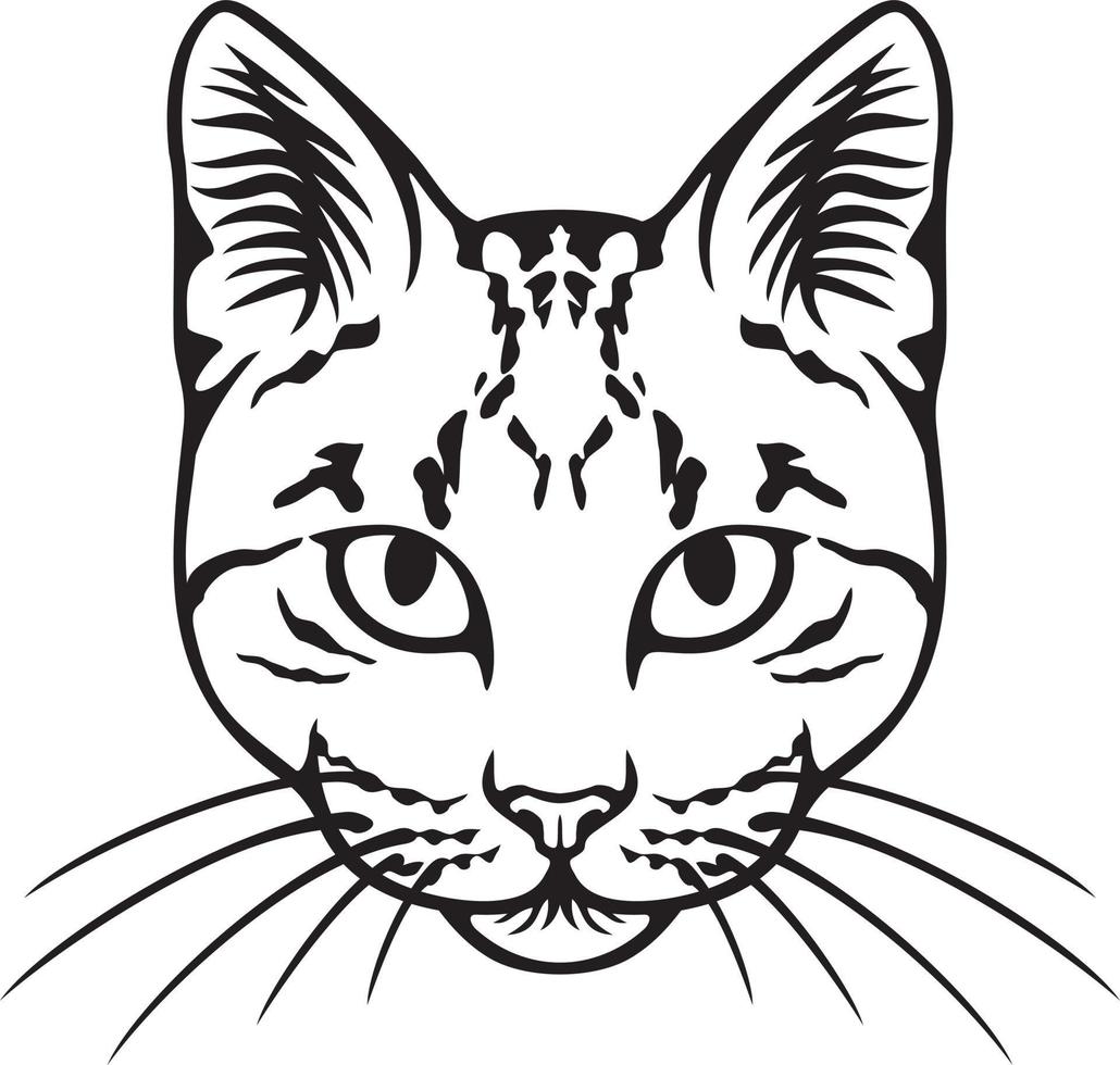 Cat face black and white. Vector illustration.