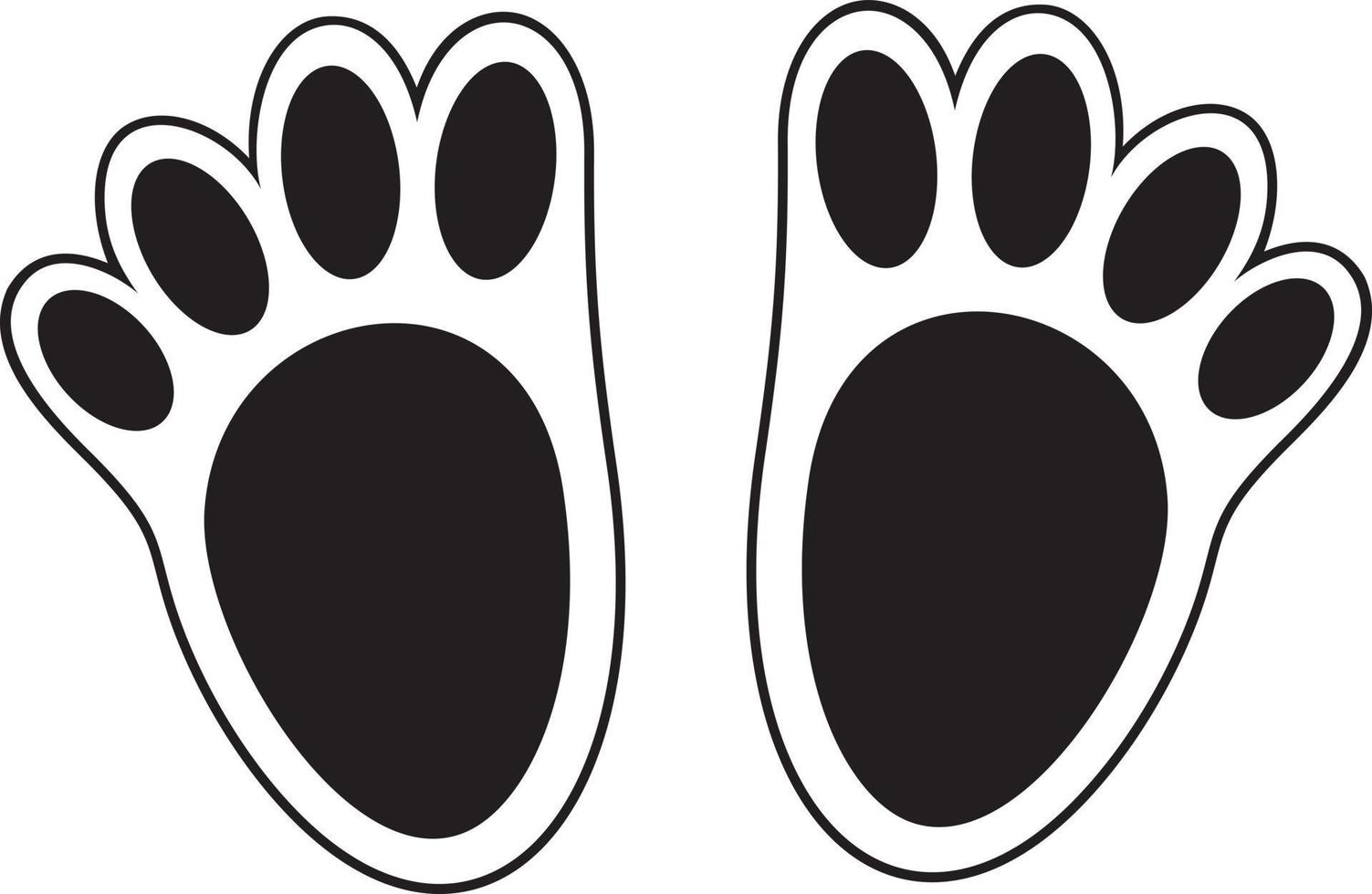 Rabbit bunny footprints black and white. Vector illustration