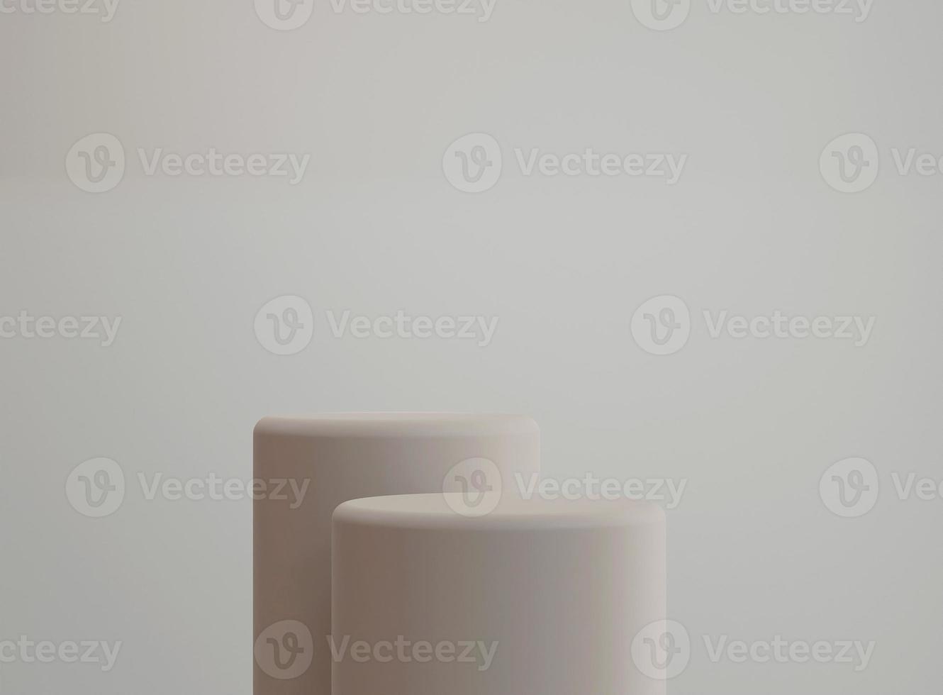 Empty cylinder podium on minimal background. Abstract minimal scene with geometrical forms. Design for product presentation. 3D rendering. photo