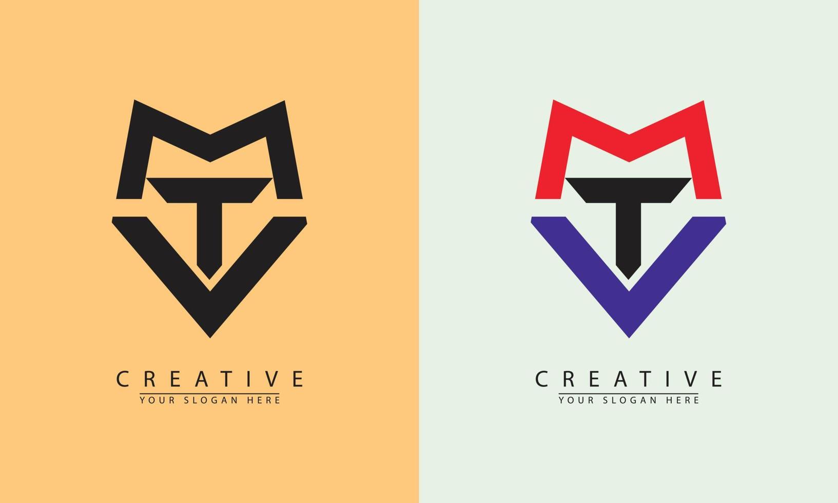 abstract letter t m v logo icon vector