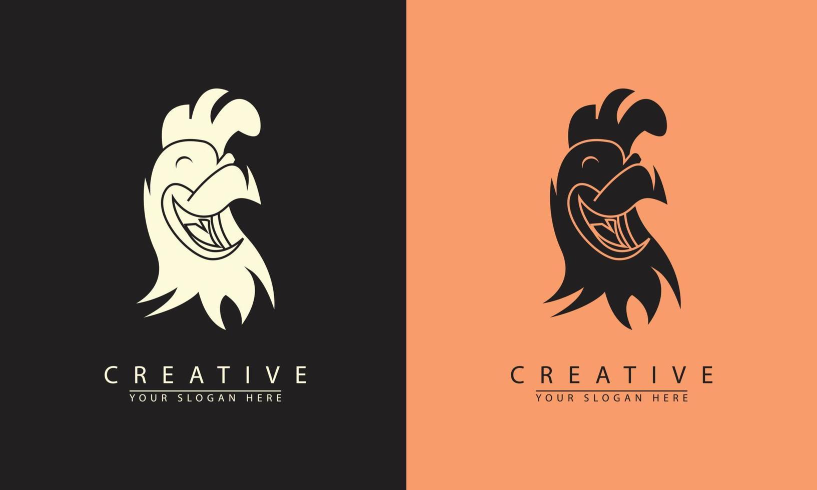 abstract rooster head black white logo icon vector