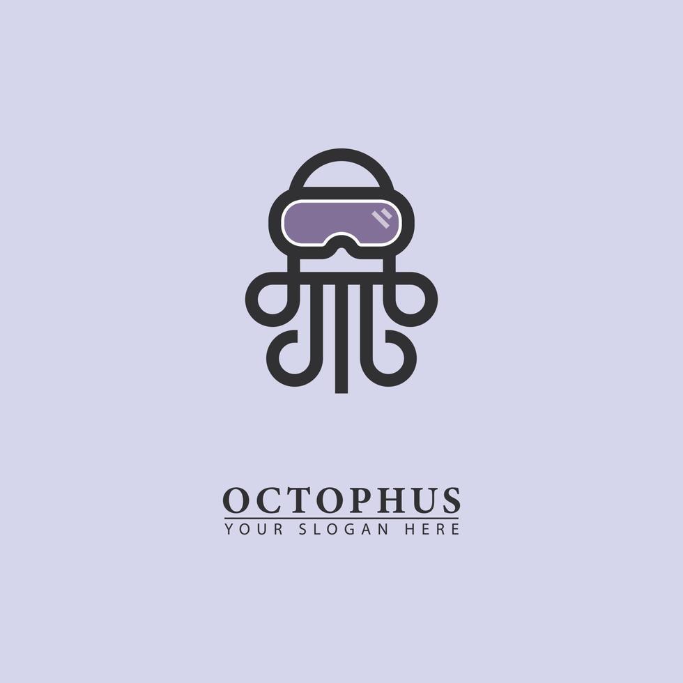 abstract vector octopus swimming logo icon.