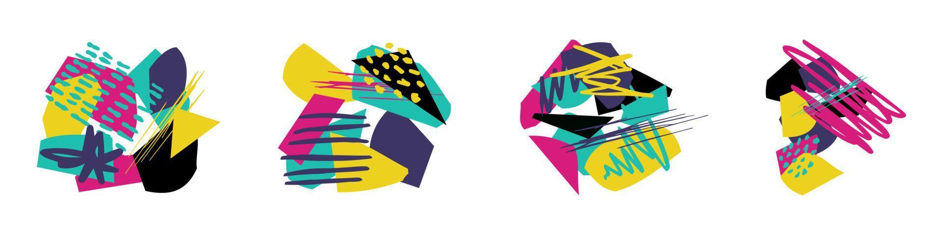 Collection of colorful abstract composition graphic element vector