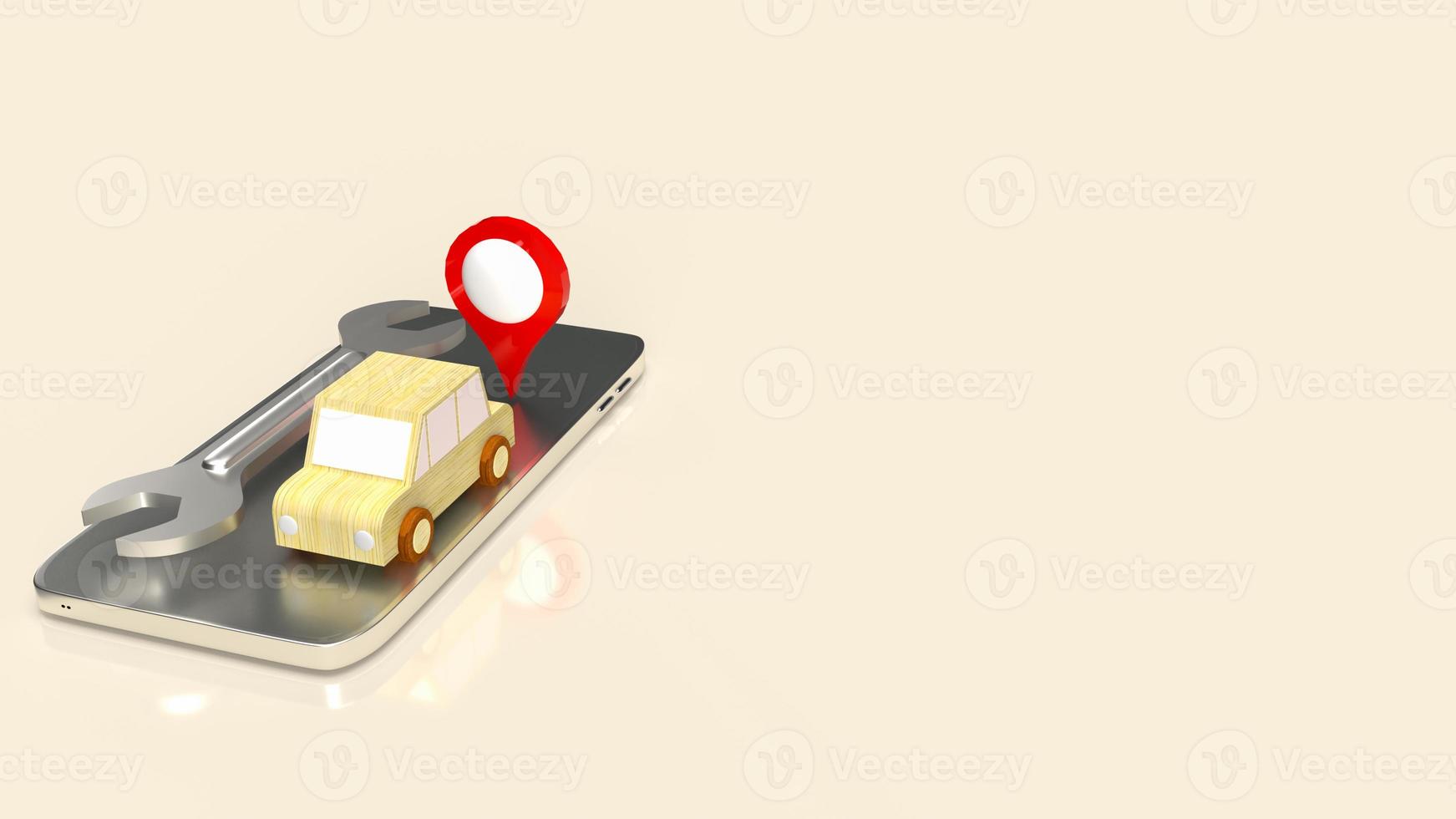 The car and tool on mobile for services  application  3d rendering photo