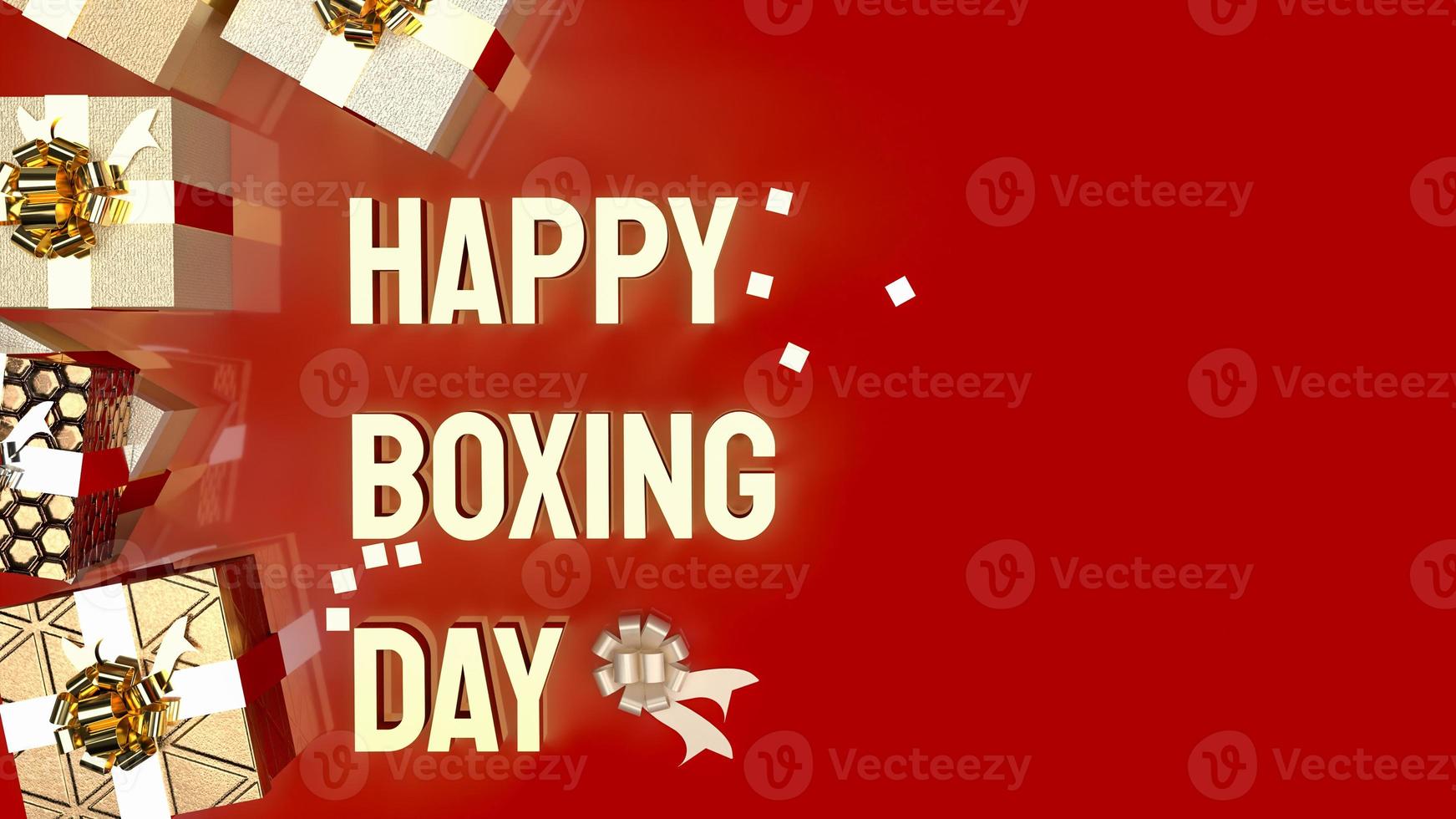 The gift box  and gold text Boxing Day for shopping concept 3d rendering photo