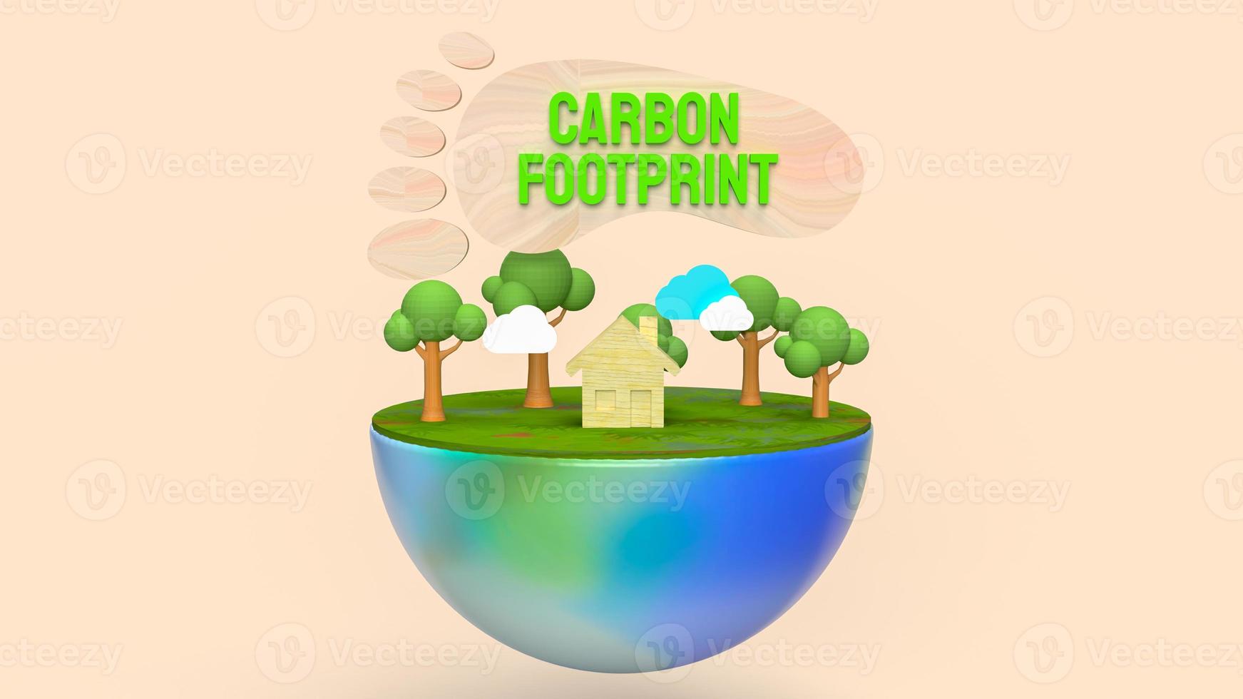 The  carbon footprint for eco concept 3d rendering photo