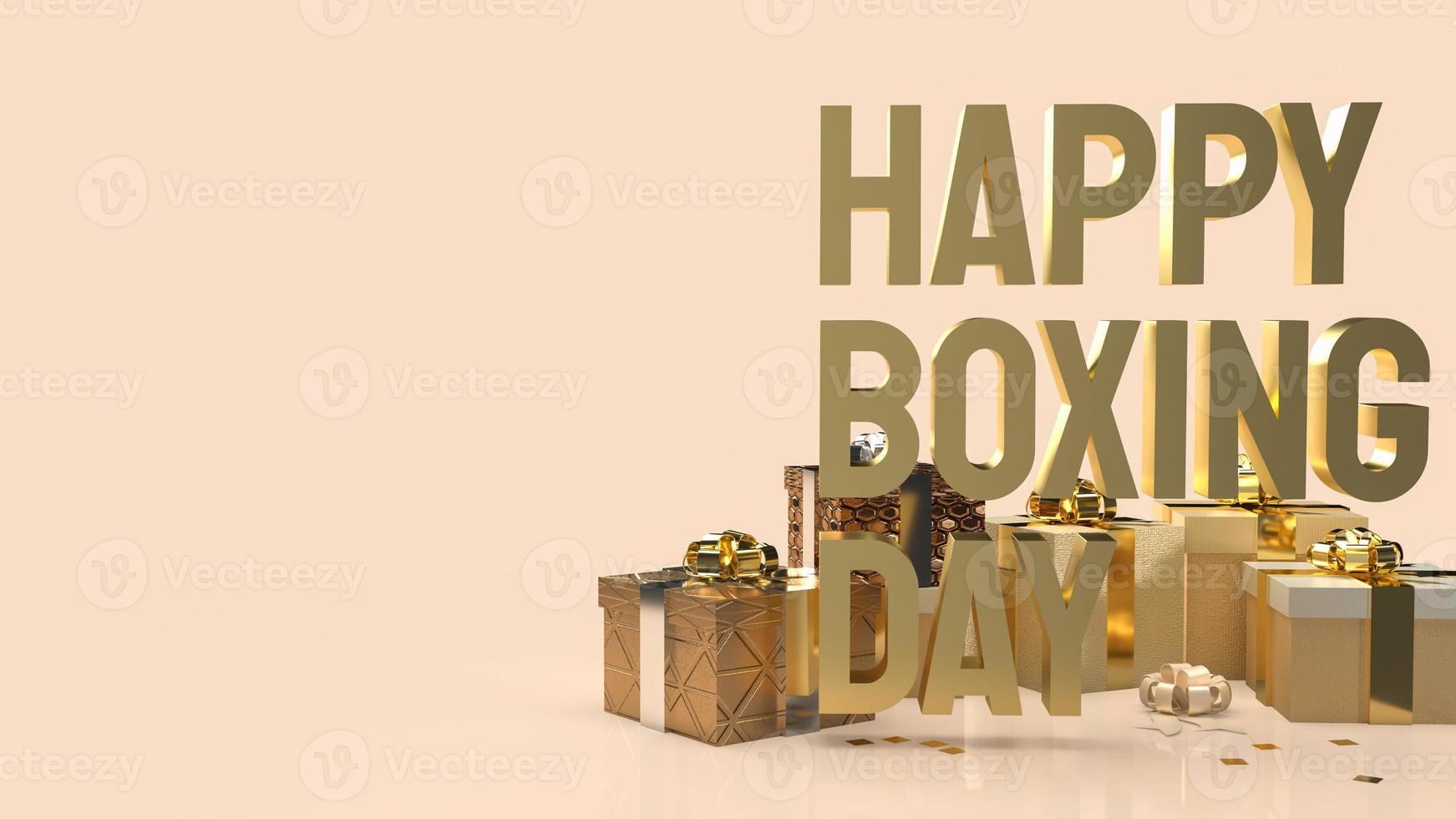 The gift box  and gold text Boxing Day for shopping concept 3d rendering photo