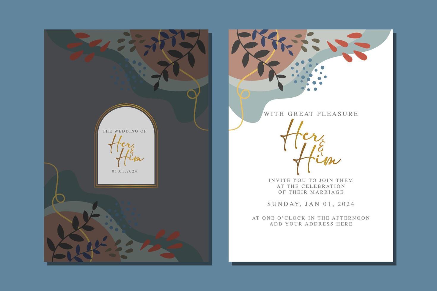 beautiful flowers wedding invitation card vector