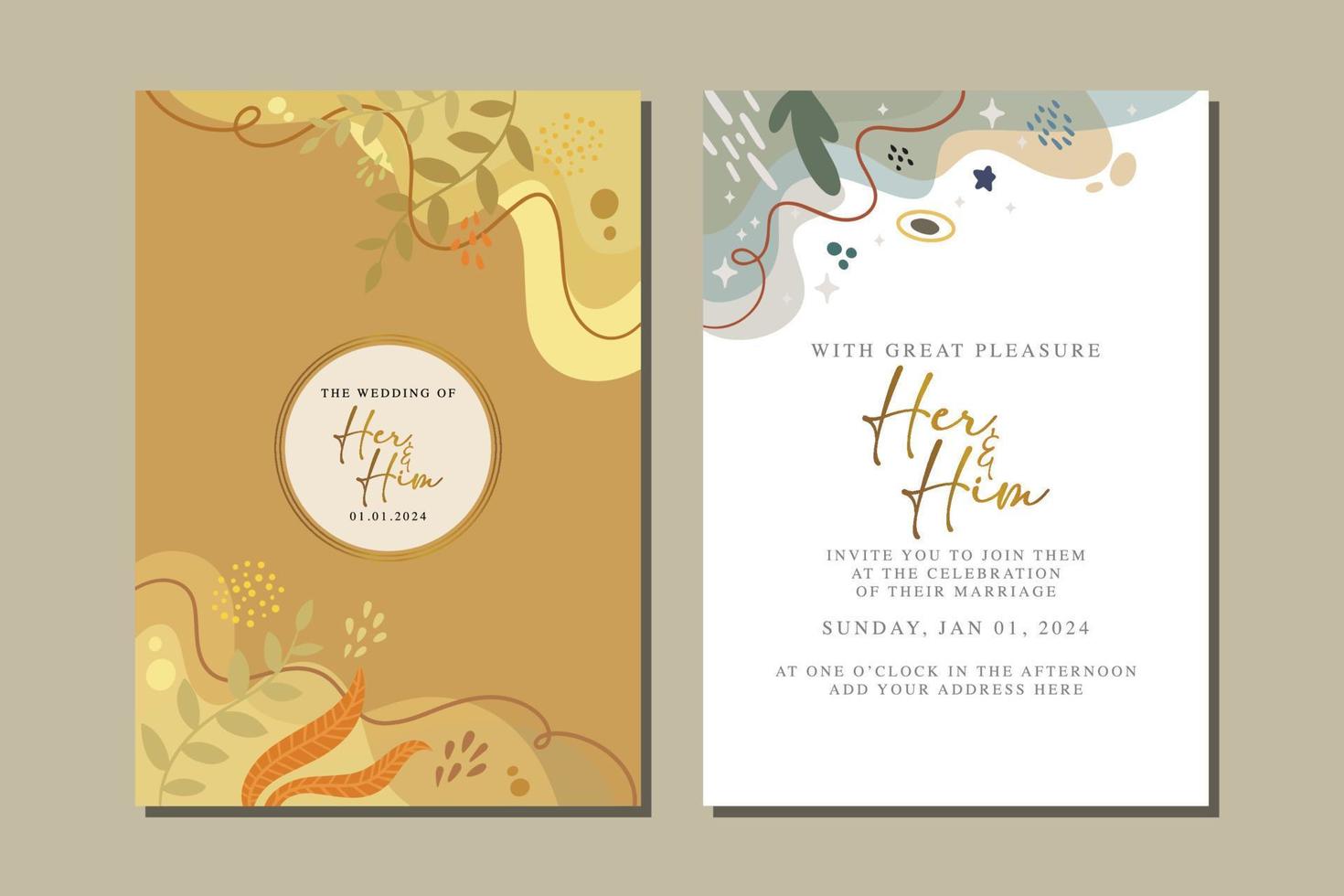 beautiful flowers wedding invitation card vector